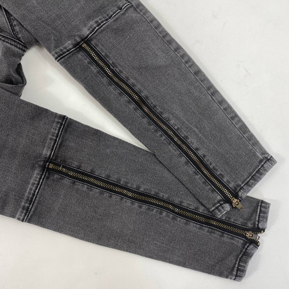 Brandy Melville Moto Skinny Jeans Zip Black Wash Hi Rise 5 Pocket Womens - Picture 6 of 9